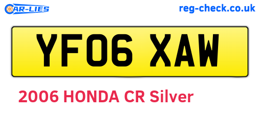 YF06XAW are the vehicle registration plates.