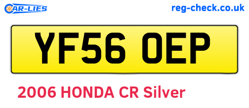 YF56OEP are the vehicle registration plates.
