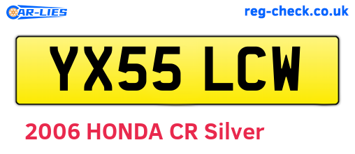 YX55LCW are the vehicle registration plates.