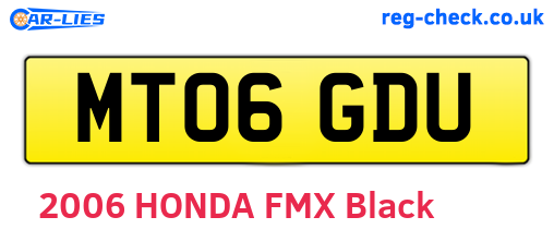 MT06GDU are the vehicle registration plates.
