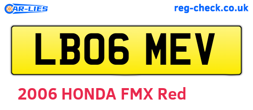 LB06MEV are the vehicle registration plates.