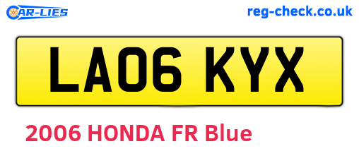LA06KYX are the vehicle registration plates.