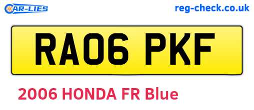 RA06PKF are the vehicle registration plates.