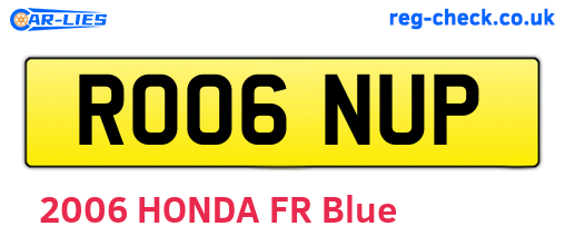 RO06NUP are the vehicle registration plates.