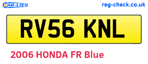 RV56KNL are the vehicle registration plates.