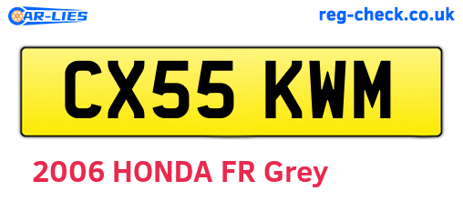 CX55KWM are the vehicle registration plates.