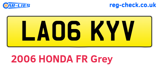 LA06KYV are the vehicle registration plates.