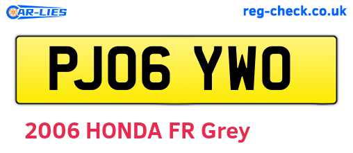 PJ06YWO are the vehicle registration plates.