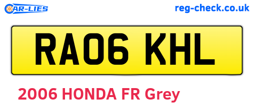 RA06KHL are the vehicle registration plates.