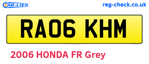 RA06KHM are the vehicle registration plates.