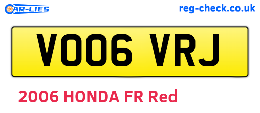 VO06VRJ are the vehicle registration plates.