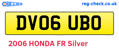 DV06UBO are the vehicle registration plates.