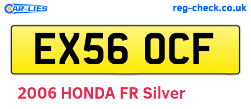 EX56OCF are the vehicle registration plates.