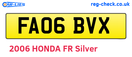 FA06BVX are the vehicle registration plates.