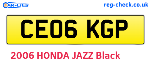 CE06KGP are the vehicle registration plates.