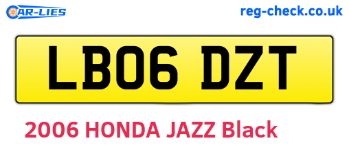 LB06DZT are the vehicle registration plates.