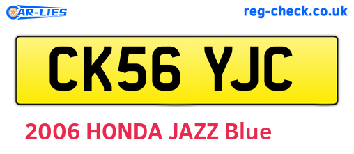 CK56YJC are the vehicle registration plates.