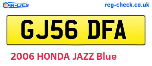 GJ56DFA are the vehicle registration plates.