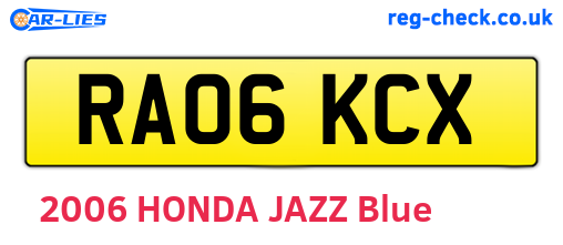 RA06KCX are the vehicle registration plates.