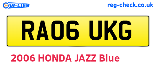 RA06UKG are the vehicle registration plates.