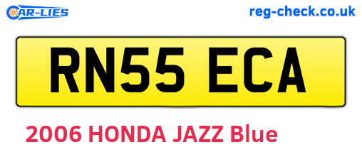 RN55ECA are the vehicle registration plates.