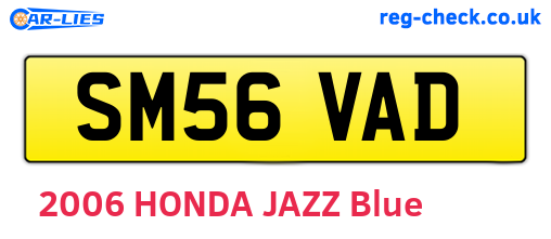 SM56VAD are the vehicle registration plates.