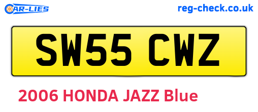 SW55CWZ are the vehicle registration plates.