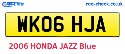 WK06HJA are the vehicle registration plates.