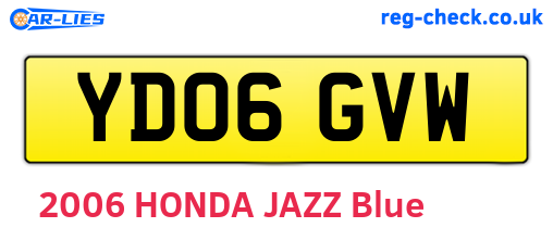 YD06GVW are the vehicle registration plates.