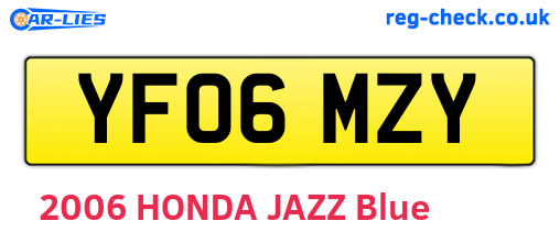 YF06MZY are the vehicle registration plates.