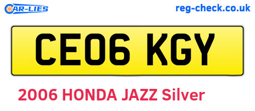 CE06KGY are the vehicle registration plates.