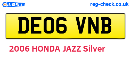 DE06VNB are the vehicle registration plates.