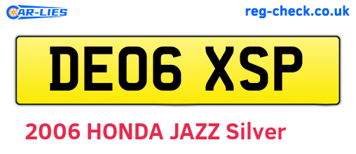 DE06XSP are the vehicle registration plates.