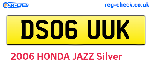 DS06UUK are the vehicle registration plates.