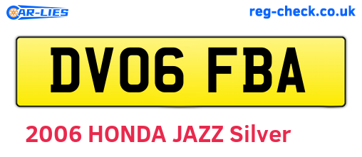DV06FBA are the vehicle registration plates.
