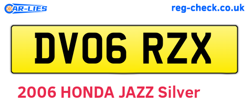 DV06RZX are the vehicle registration plates.