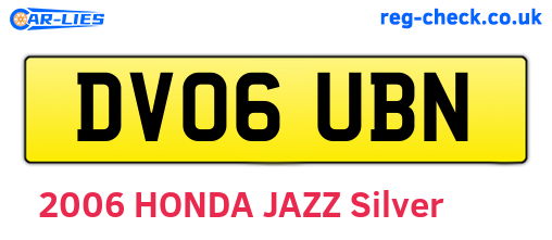 DV06UBN are the vehicle registration plates.