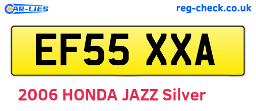 EF55XXA are the vehicle registration plates.