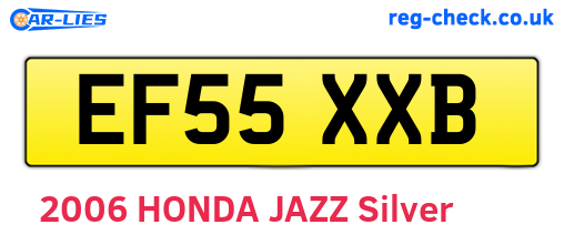 EF55XXB are the vehicle registration plates.