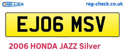 EJ06MSV are the vehicle registration plates.