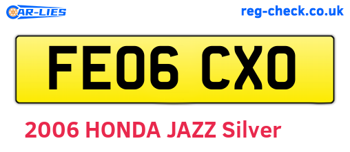 FE06CXO are the vehicle registration plates.