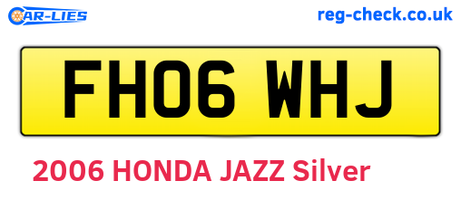 FH06WHJ are the vehicle registration plates.