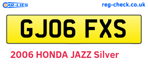 GJ06FXS are the vehicle registration plates.