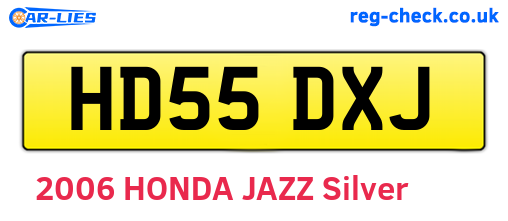 HD55DXJ are the vehicle registration plates.