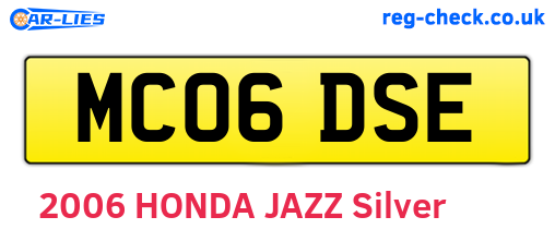 MC06DSE are the vehicle registration plates.
