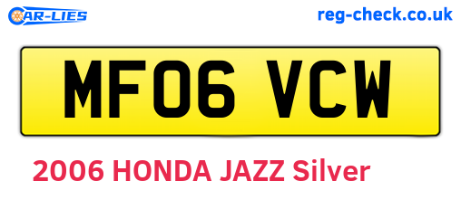 MF06VCW are the vehicle registration plates.