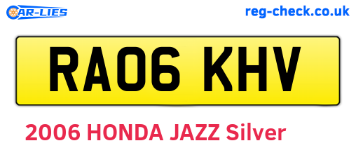 RA06KHV are the vehicle registration plates.