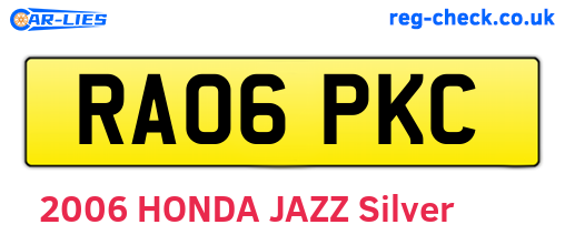 RA06PKC are the vehicle registration plates.