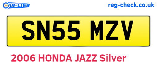 SN55MZV are the vehicle registration plates.