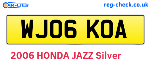 WJ06KOA are the vehicle registration plates.